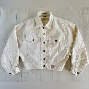 Vintage Guess Oversized | small waist | Women's Cream Jean Jacket Jacket Medium